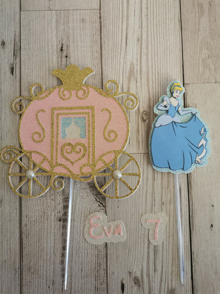 Personalised Cinderella & Carriage Cake Topper