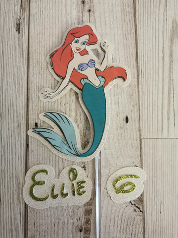 Personalised Little Mermaid Ariel  Style Cake Topper
