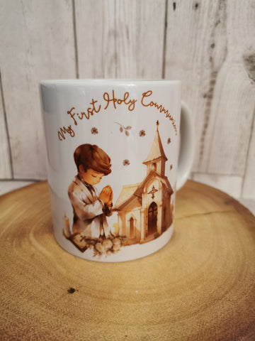 Personalised 1st/First Holy Communion Boy Church Style Ceramic Mug