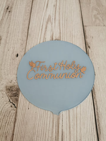 First Holy Communion Cross & Dove Acrylic 4" Round Cake Topper Copper