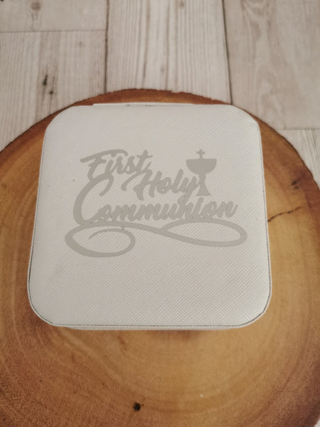 First Holy Communion White Jewellery Box & White Faux Pearl Adjustable Bracelet
