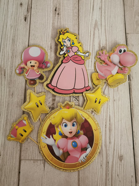 Princess Peaches Super Mario Style Cake Topper