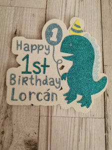 Personalised 1st Birthday Dinosaur Style Cake Topper