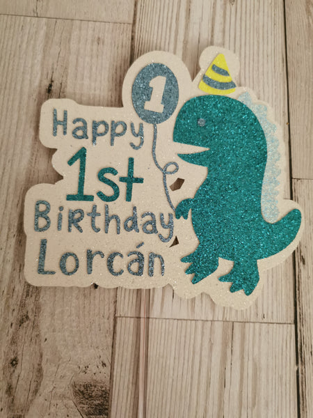 Personalised 1st Birthday Dinosaur Style Cake Topper