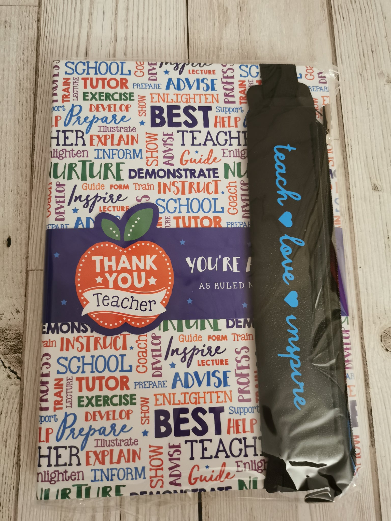 'Thank You Teacher' Notebook & Faux Leather Notebook Pencil Case Gift
