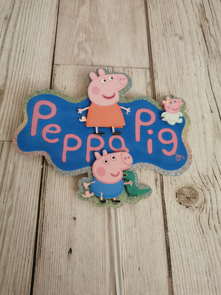 Peppa Pig & Baby Evie Logo Style Cake Topper