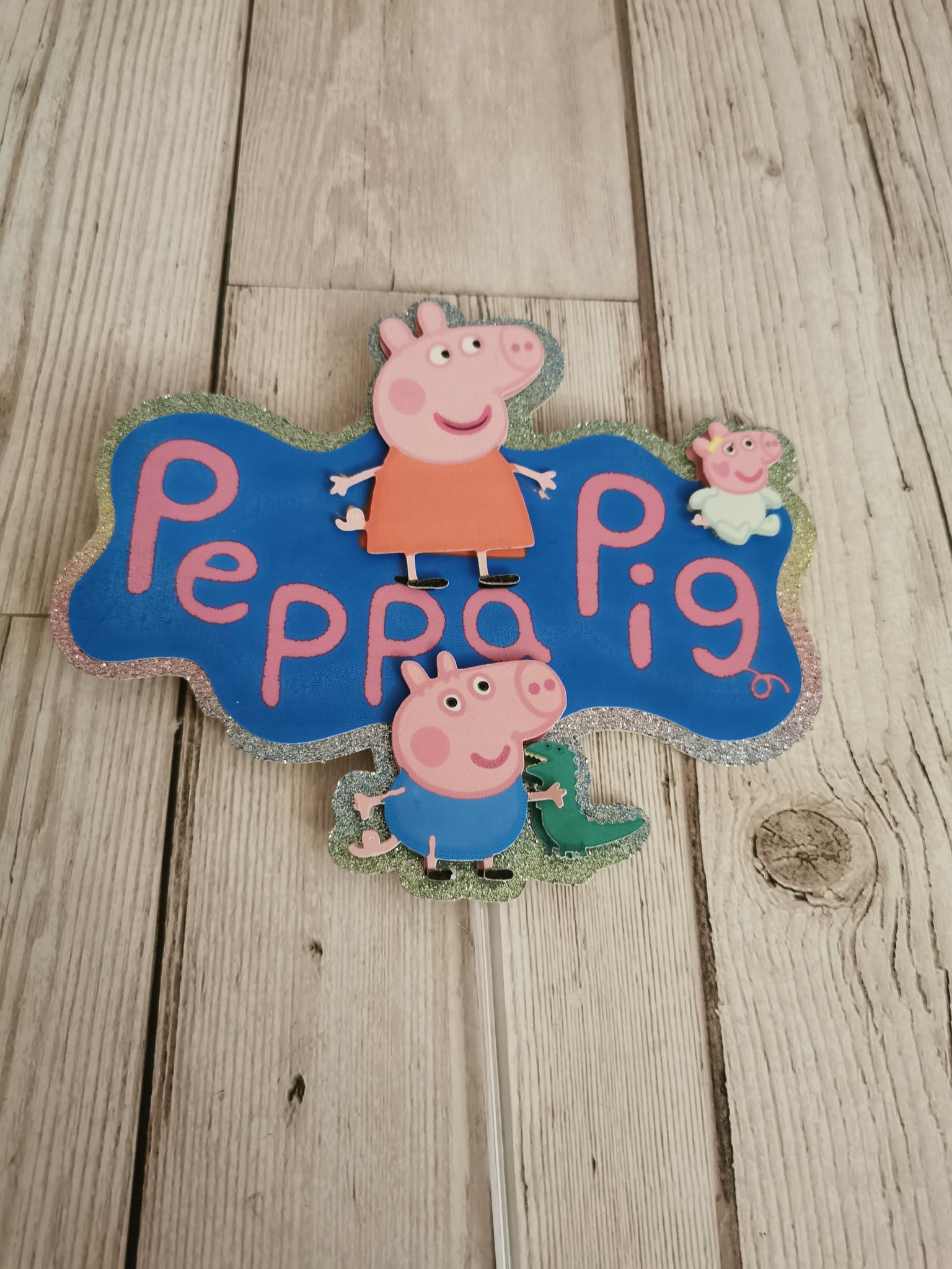 Peppa Pig & Baby Evie Logo Style Cake Topper