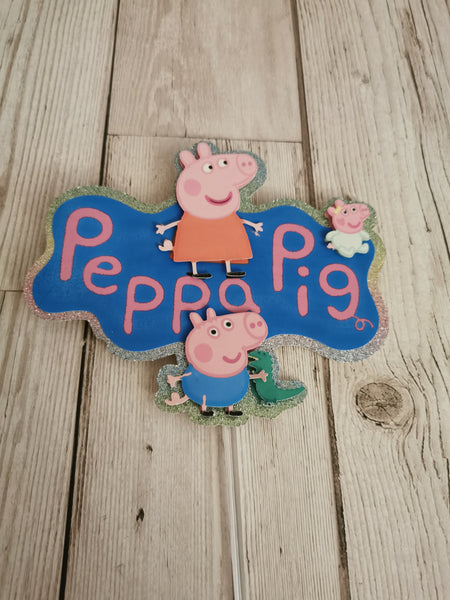 Peppa Pig & Baby Evie Logo Style Cake Topper