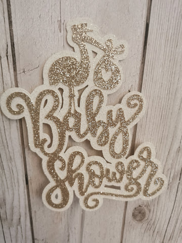 Baby Shower Stork Style Glitter Cake Topper 13 Colours (R)