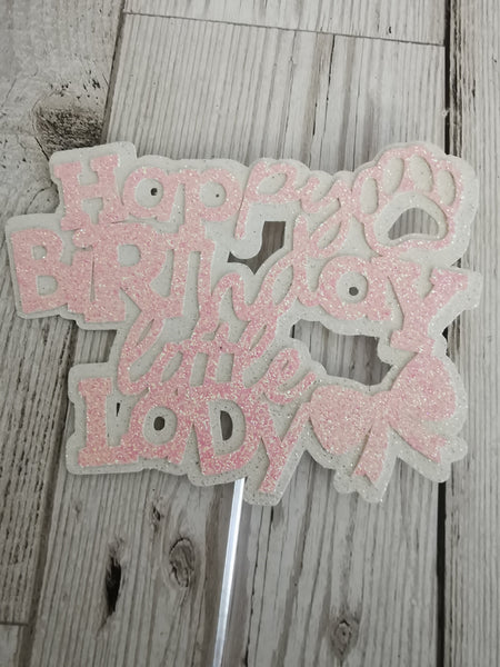 Happy Birthday Little Lady Dog Cake Topper 14 Colours (G2)
