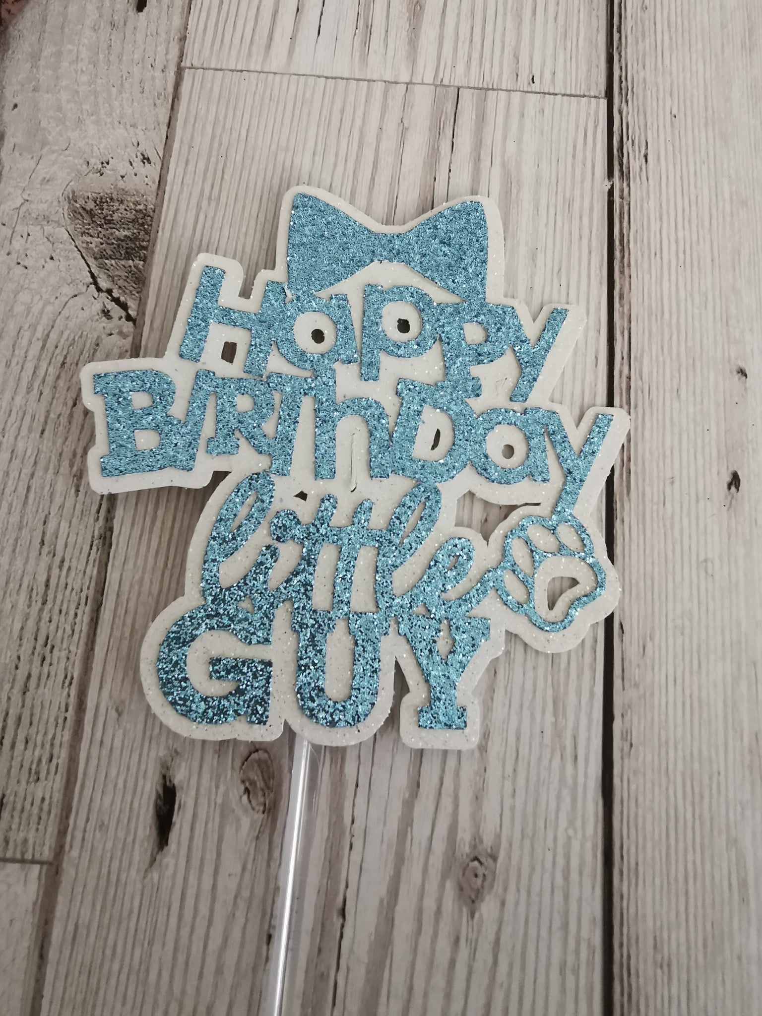Happy Birthday Little Guy Dog Cake Topper 14 Colours (G)