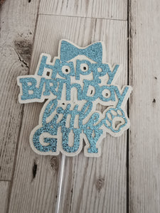 Happy Birthday Little Guy Dog Cake Topper 14 Colours (G)