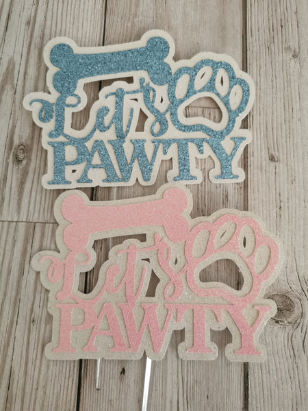 Let's Pawty Dog Cake Topper 14 Colours (C)