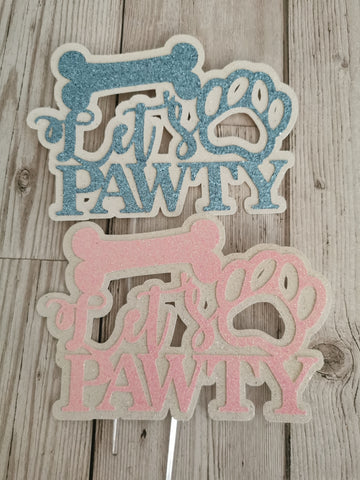 Let's Pawty Dog Cake Topper 14 Colours (C)