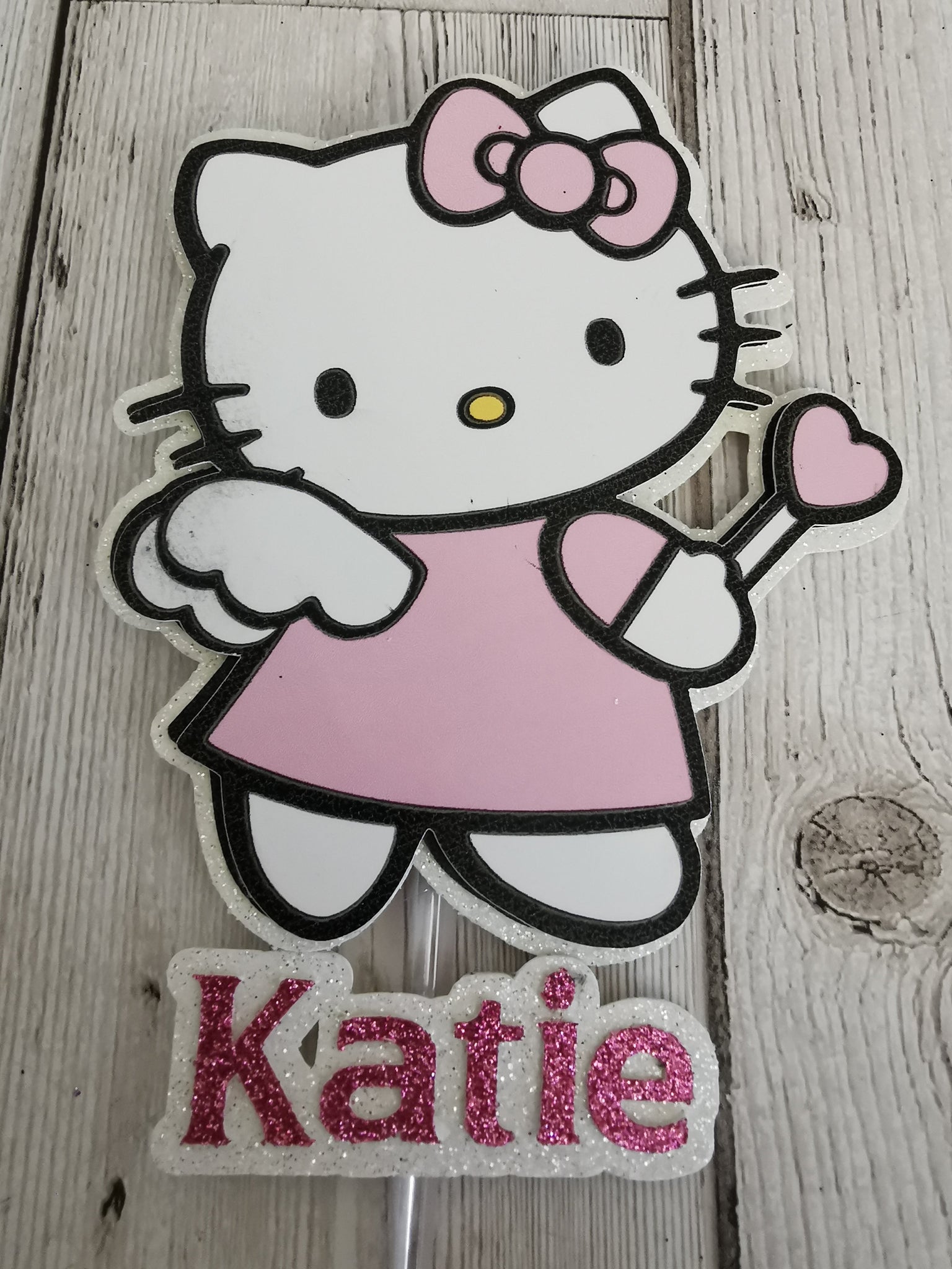 Personalised Hello Kitty Figure Baby Pink Style Cake Topper