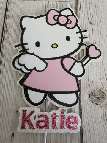 Personalised Hello Kitty Figure Baby Pink Style Cake Topper