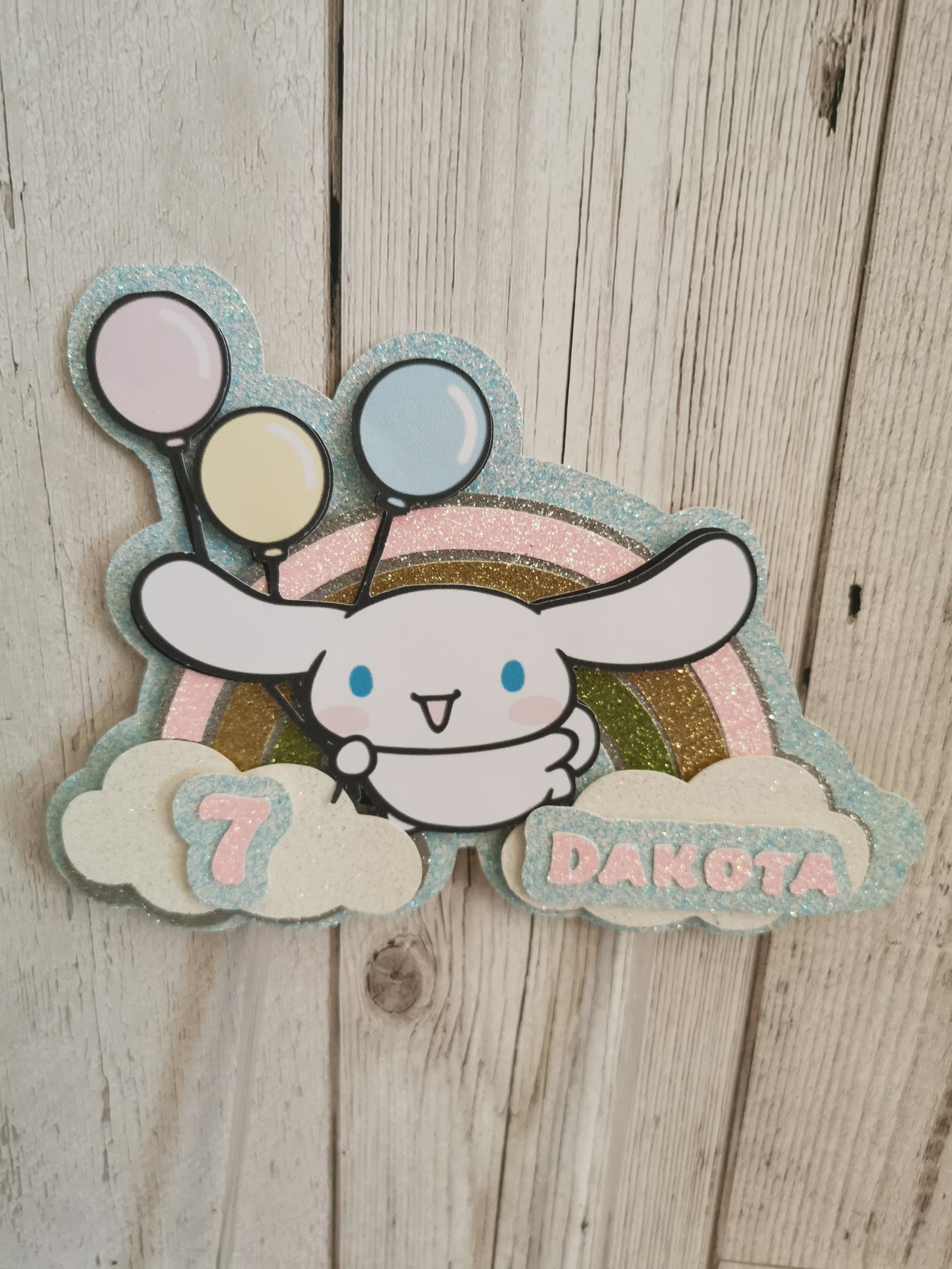 Personalised Cinnamoroll Rainbow Style Cake Topper