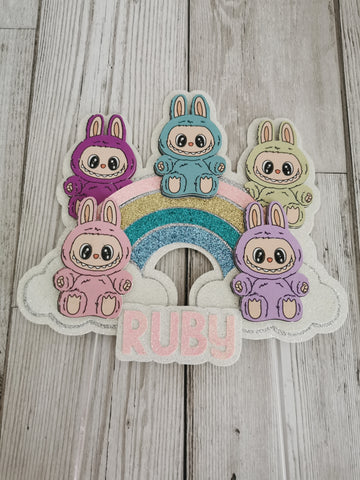 Personalised Labubu Rainbow Style Cake Topper
