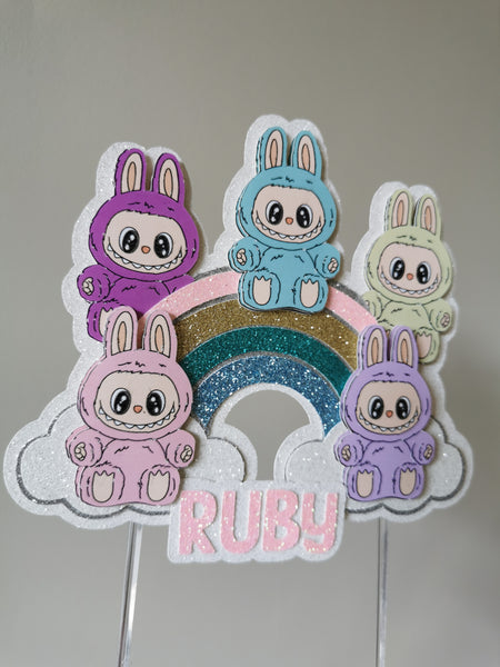Personalised Labubu Rainbow Style Cake Topper