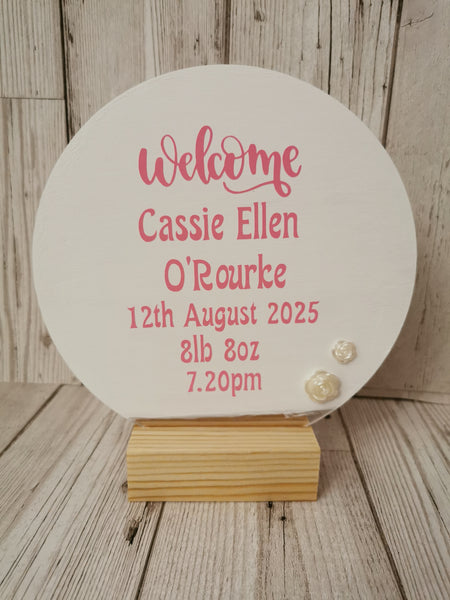 Personalised Baby Announcement Acrylic Plaque 6"