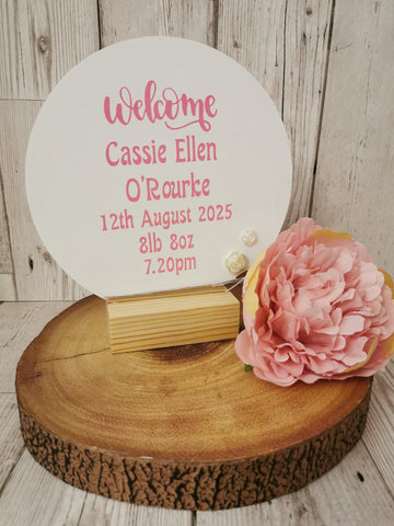 Personalised Baby Announcement Acrylic Plaque 6"