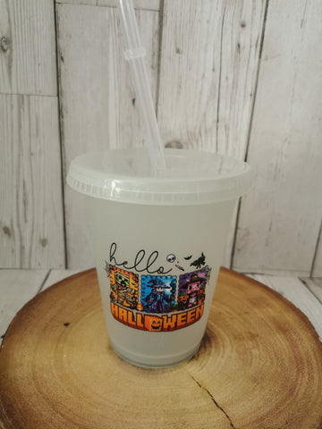 Hello Halloween Minecraft Stamp Design Glow in the Dark Cold Cup