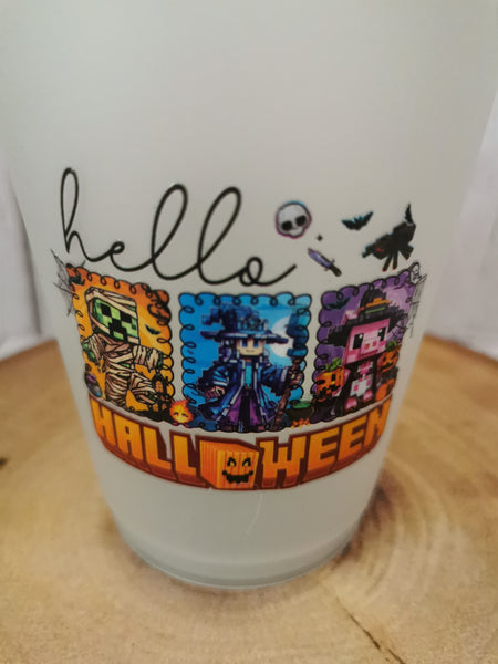 Hello Halloween Minecraft Stamp Design Glow in the Dark Cold Cup