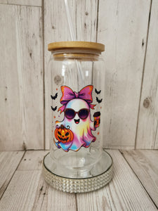 Pumpkin Ghost Libbey Glass Can Cold Cup
