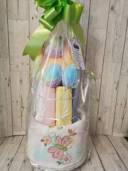 Rainbow Rabbit Style Nappy Cake Baby Gift