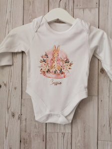 Personalised Peter/Flopsy Rabbit Christening Day Baby Onesie