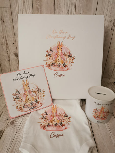 Personalised Peter/Flopsy Rabbit Christening Day Gift Box