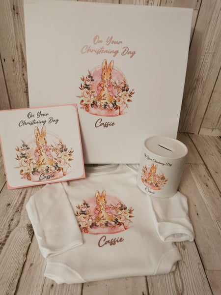 Personalised Peter/Flopsy Rabbit Christening Day Gift Box