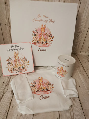 Personalised Peter/Flopsy Rabbit Christening Day Gift Box