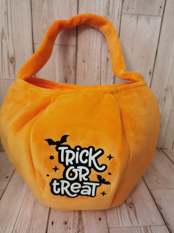 Orange Velvet Pumpkin Trick or Treat Bag