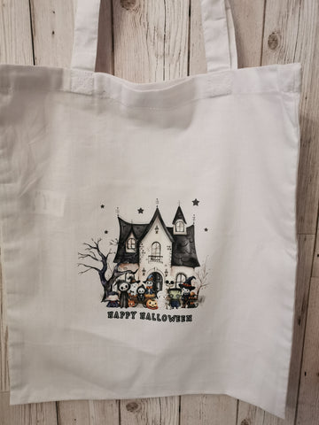 Haunted House Design Halloween Tote Bag