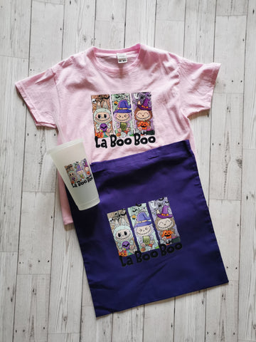 La BOO BOO 3 Witches Halloween T-Shirt ,Tote Bag & Cold Cup Bundle