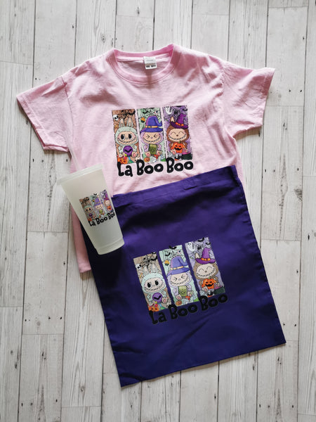 La BOO BOO 3 Witches Halloween T-Shirt ,Tote Bag & Cold Cup Bundle