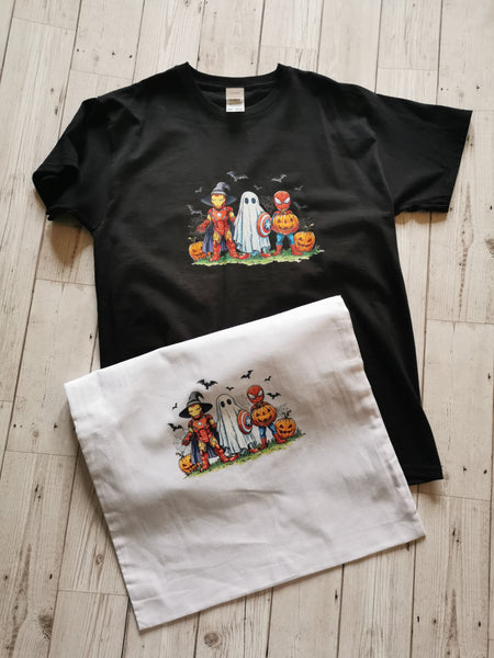 Spiderman & Ironman Superhero Design Halloween T-Shirt & Tote Bag Bundle