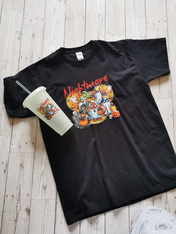 Nightmare on Main Street Halloween T-Shirt  & Cold Cup Bundle Age 12-13