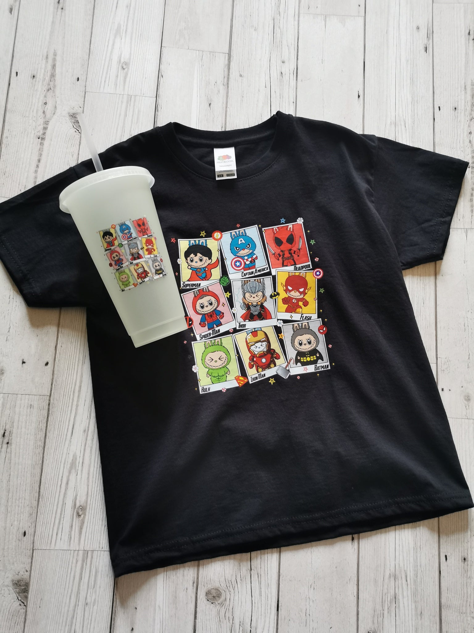 Superhero Labubu Halloween T-Shirt  & Cold Cup Bundle