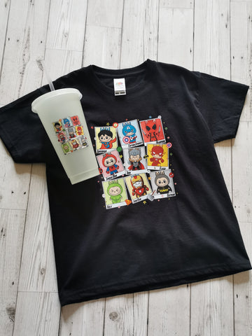 Superhero Labubu Halloween T-Shirt  & Cold Cup Bundle