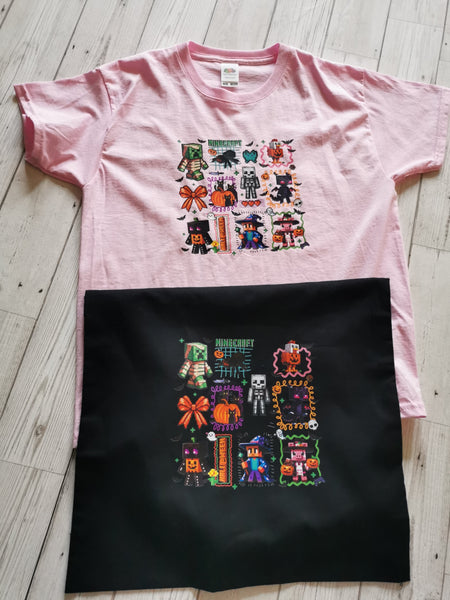 Minecraft Design Halloween T-Shirt & Tote Bag Bundle