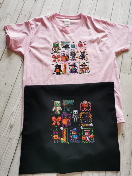 Minecraft Design Halloween T-Shirt & Tote Bag Bundle