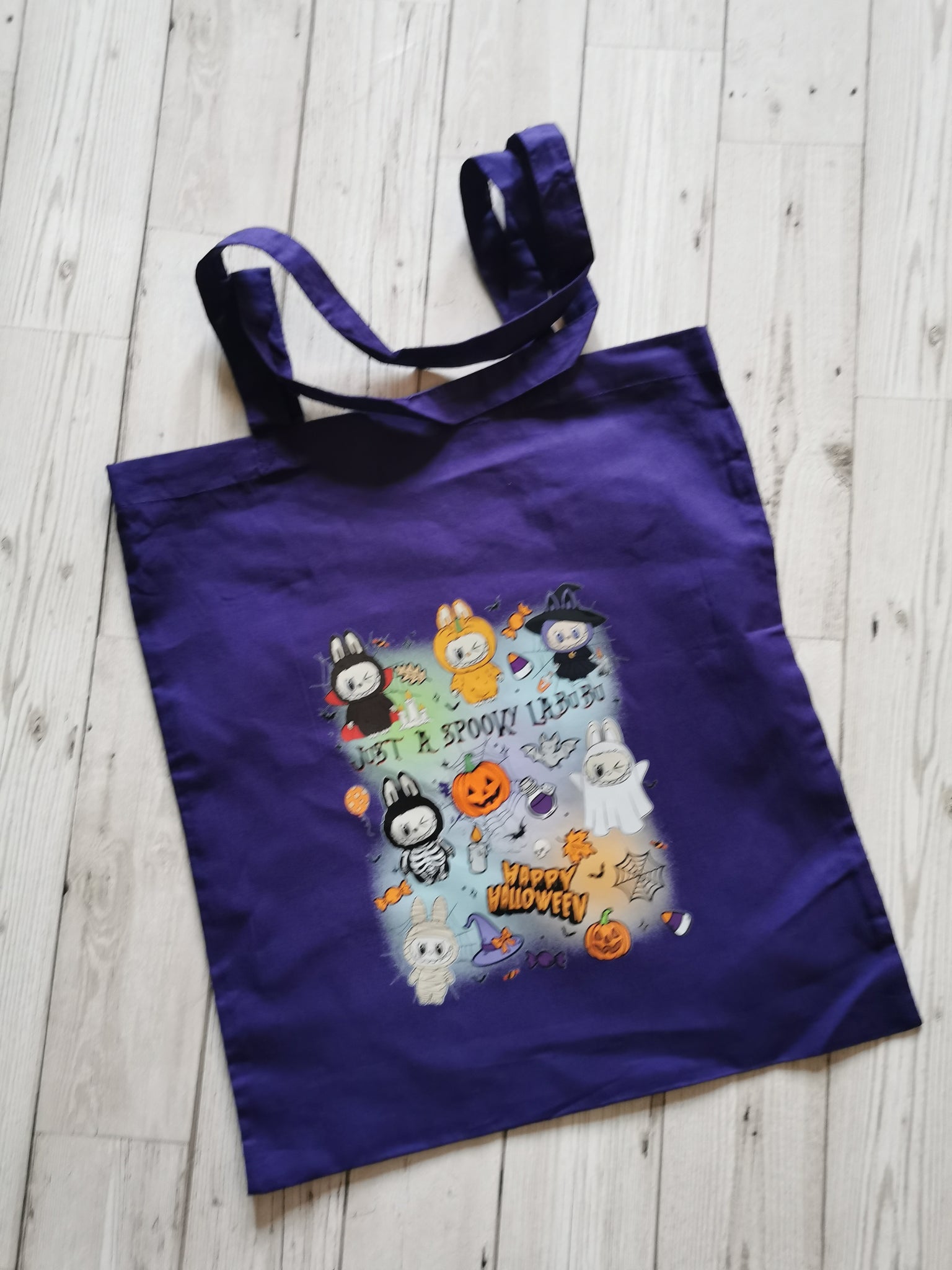 Just a Spooky Labubu Design Halloween Tote Bag