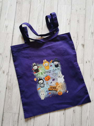 Just a Spooky Labubu Design Halloween Tote Bag