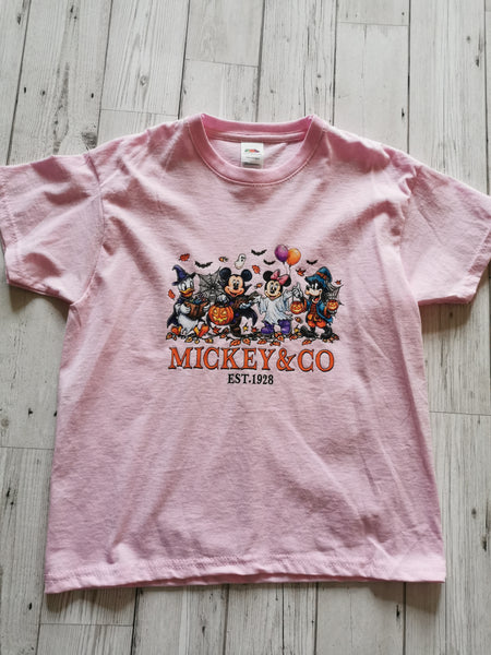 Mickey & Co Halloween Design T-Shirt Pink