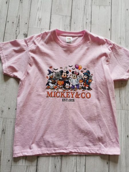 Mickey & Co Halloween Design T-Shirt Pink