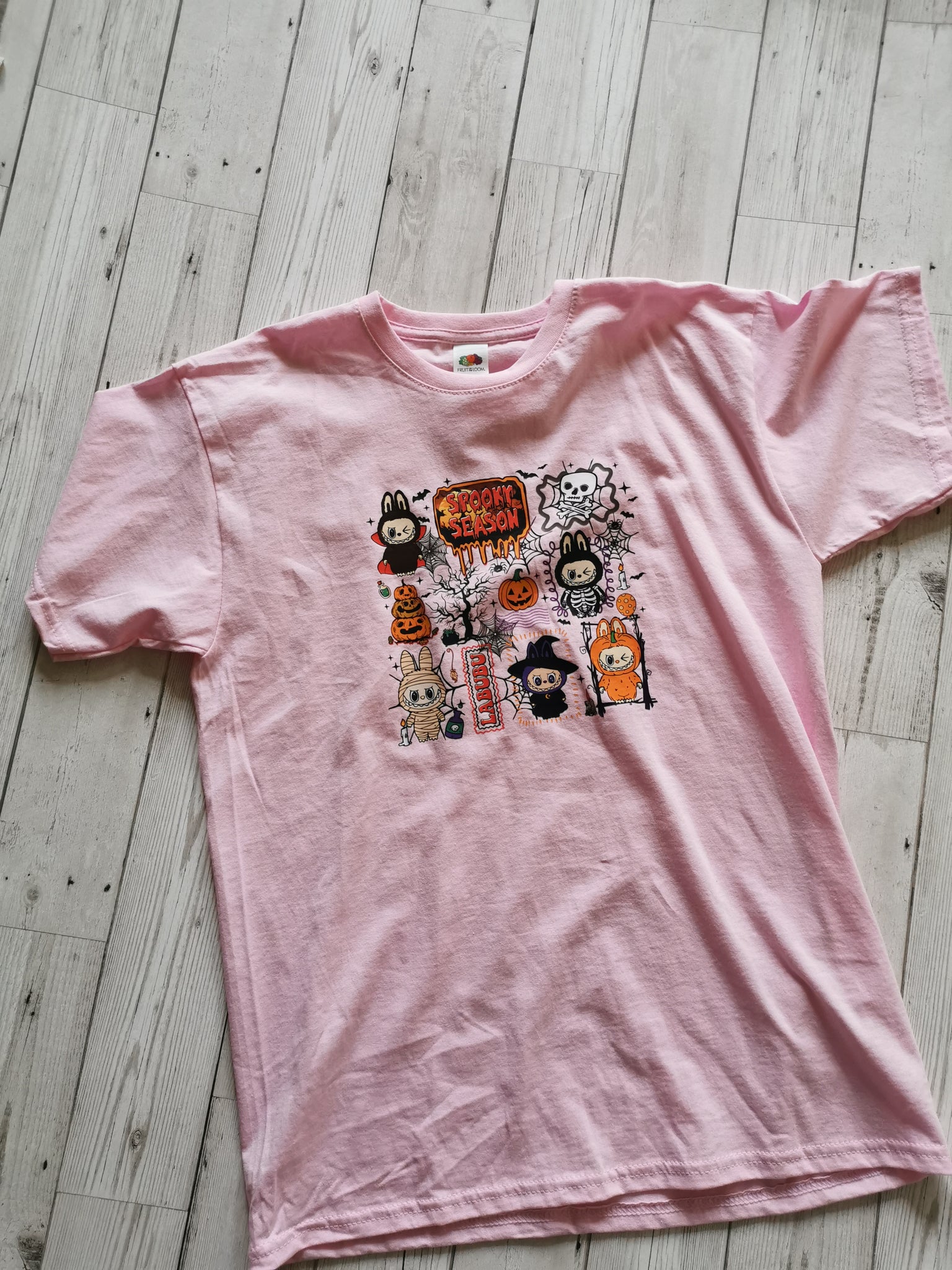 Labubu Spooky Season Halloween Design T-Shirt Pink age 12-13