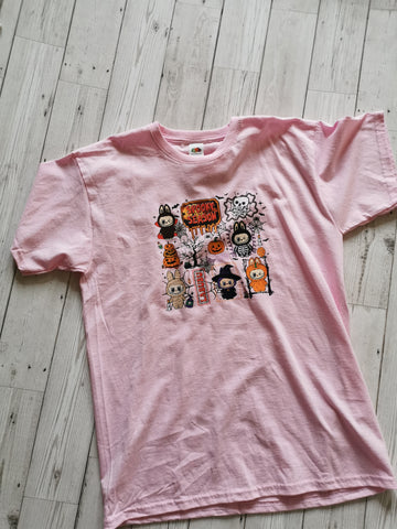 Labubu Spooky Season Halloween Design T-Shirt Pink age 12-13