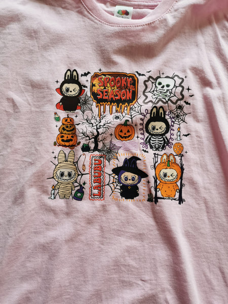 Labubu Spooky Season Halloween Design T-Shirt Pink age 12-13